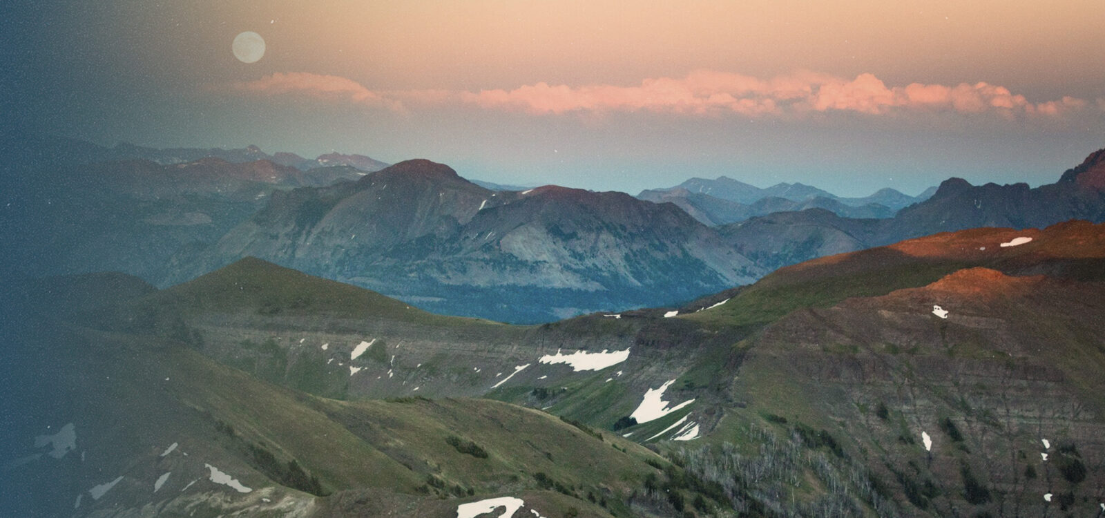 beautiful mountain range with the sun setting