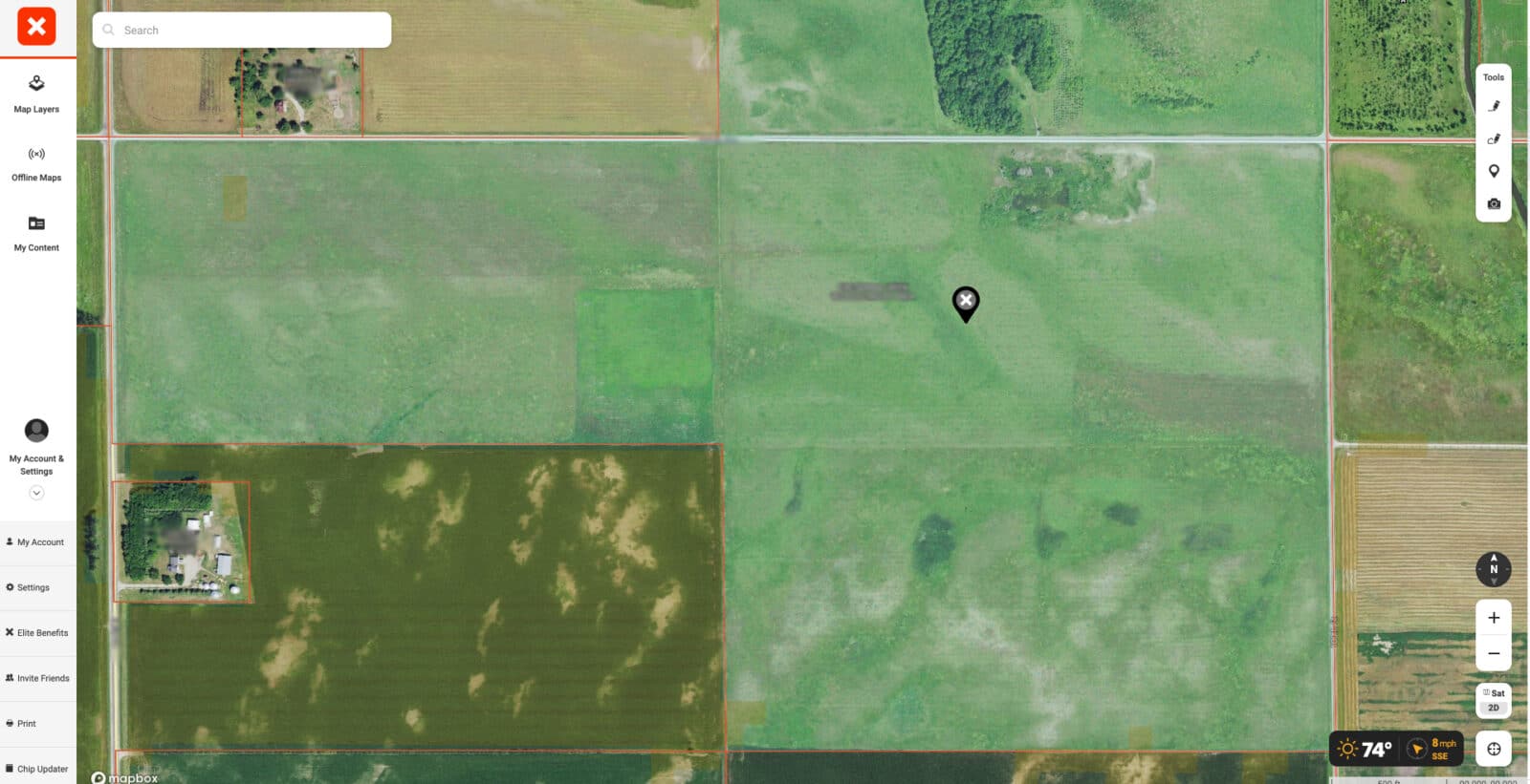 Screenshot of the onX Hunt web map