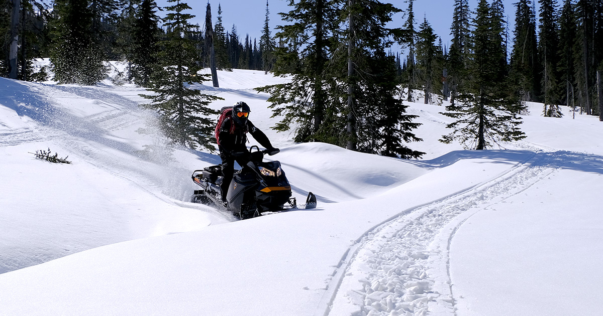A snowmobiler in Rocky Mountain National Park