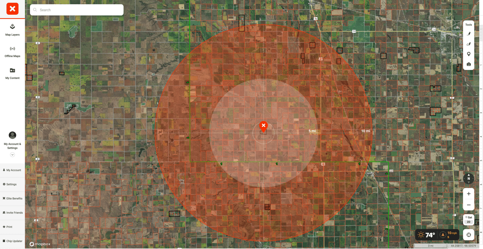 Screenshot of the onX Hunt web map