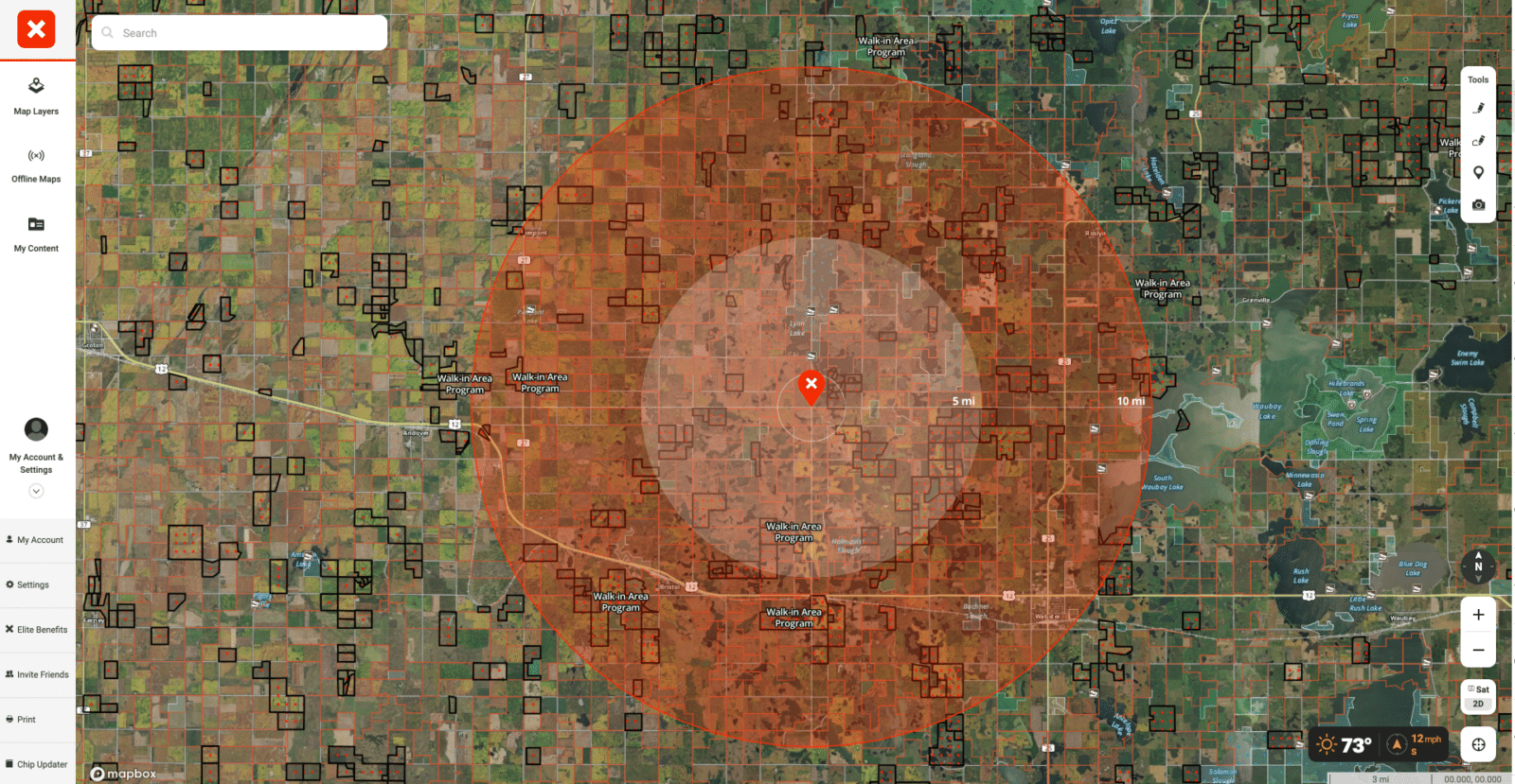 Screenshot of the onX Hunt web map